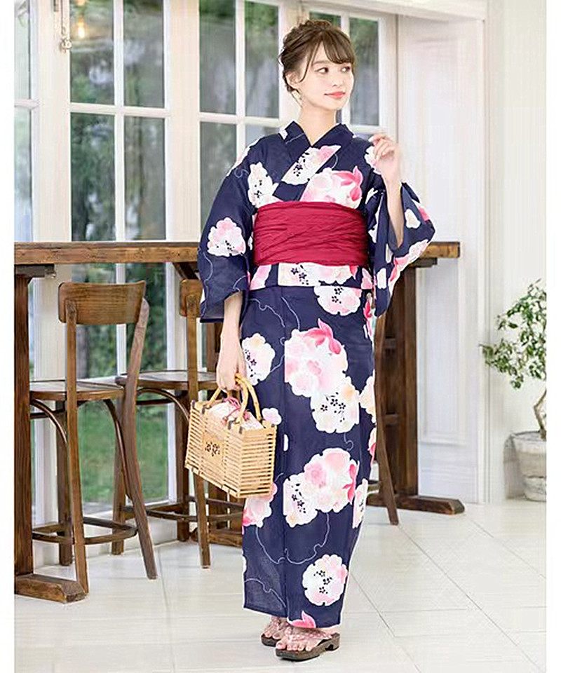 Japanese Women Formal Wear - Japon Kimono Yukata Kadın Mor Geleneksel