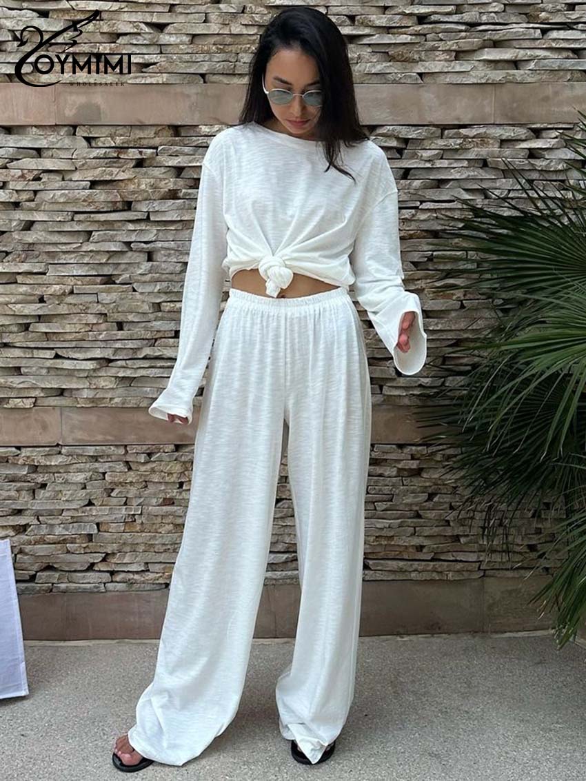 Women'S Formal Wear Blouse - Oymimi Rahat Beyaz Gevşek Iki Parçalı