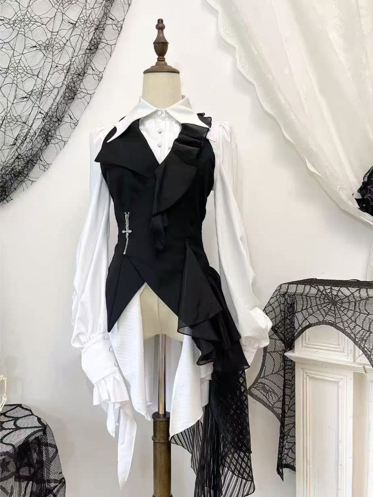 Women'S Formal Wear Blouse - Japon Vintage Lolita Katmanlı Bluz Gotik