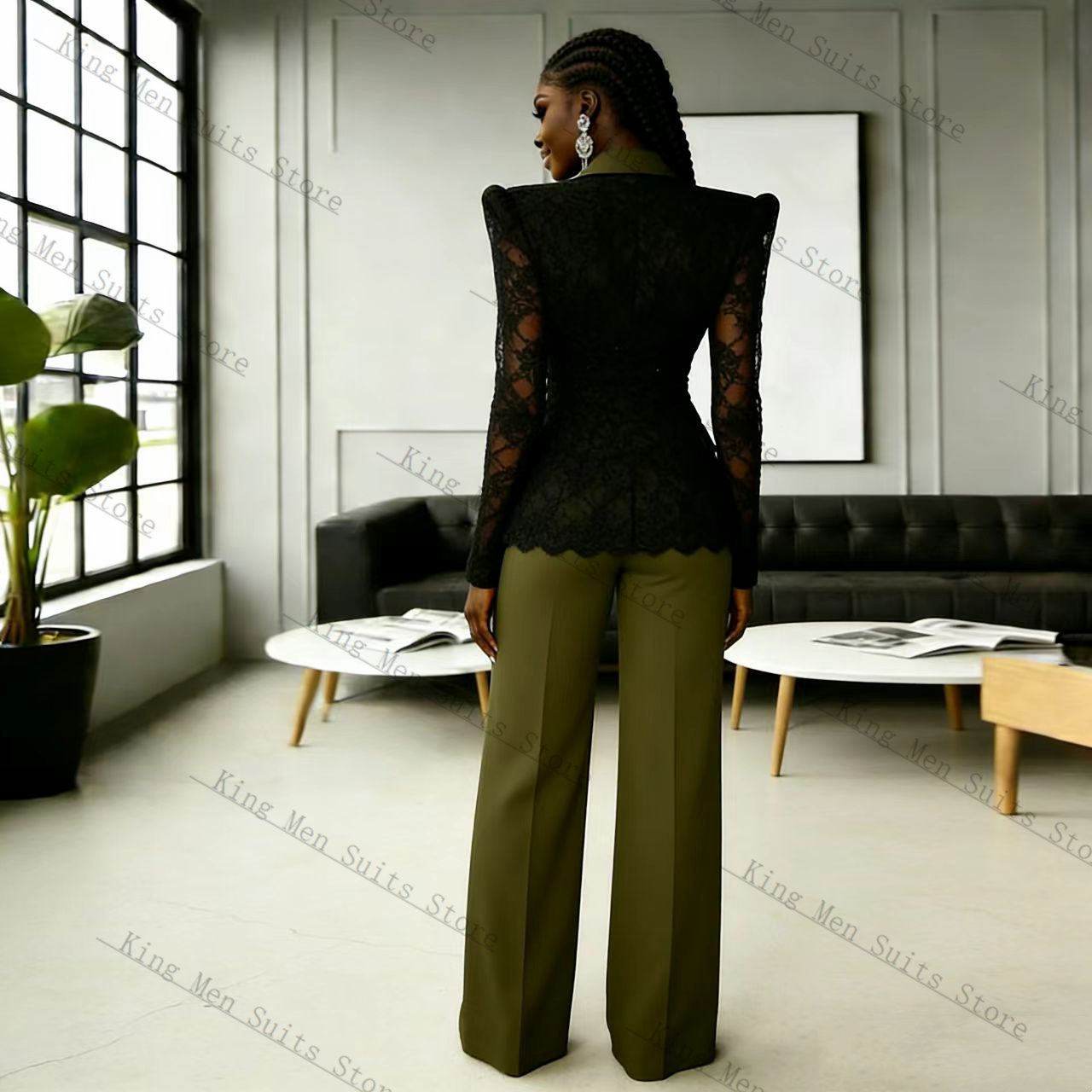 Yeşil Siyah Dantel Kadın Takım - Women'S Formal Wear Pants Suit incelemesi ve fiyatı