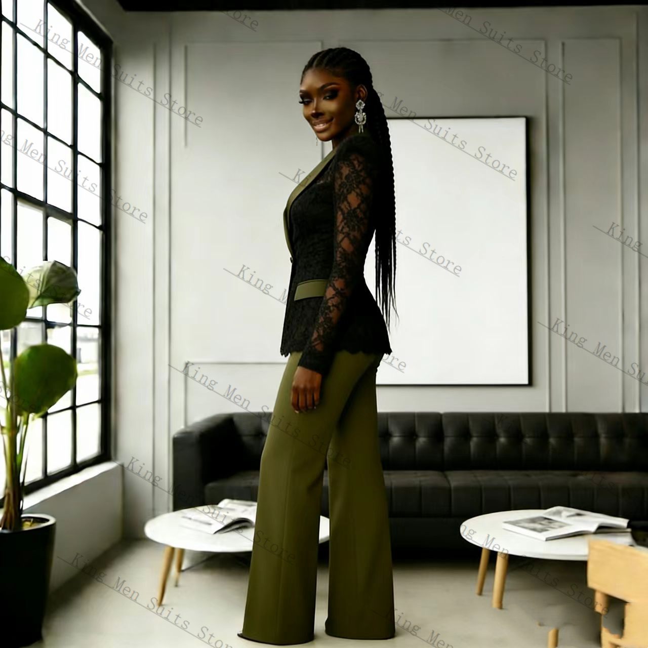Yeşil Siyah Dantel Kadın Takım - Women'S Formal Wear Pants Suit incelemesi ve fiyatı