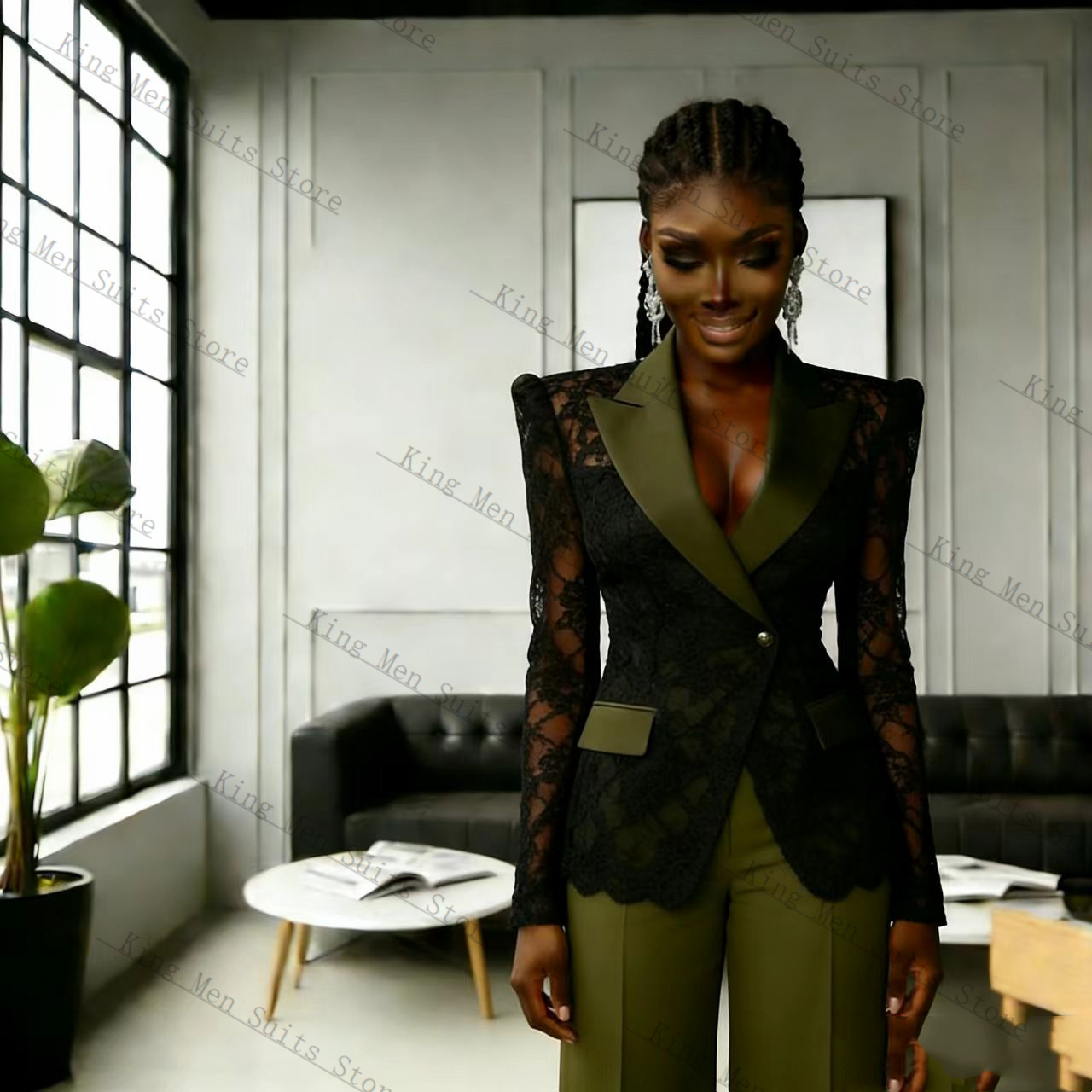 Yeşil Siyah Dantel Kadın Takım - Women'S Formal Wear Pants Suit incelemesi ve fiyatı