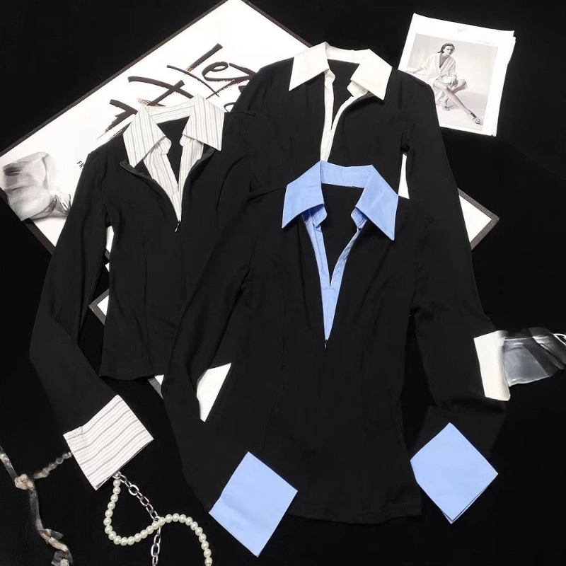 Polo Yaka Sahte Iki Kontrast P - Women'S Formal Wear Blouse incelemesi ve fiyatı