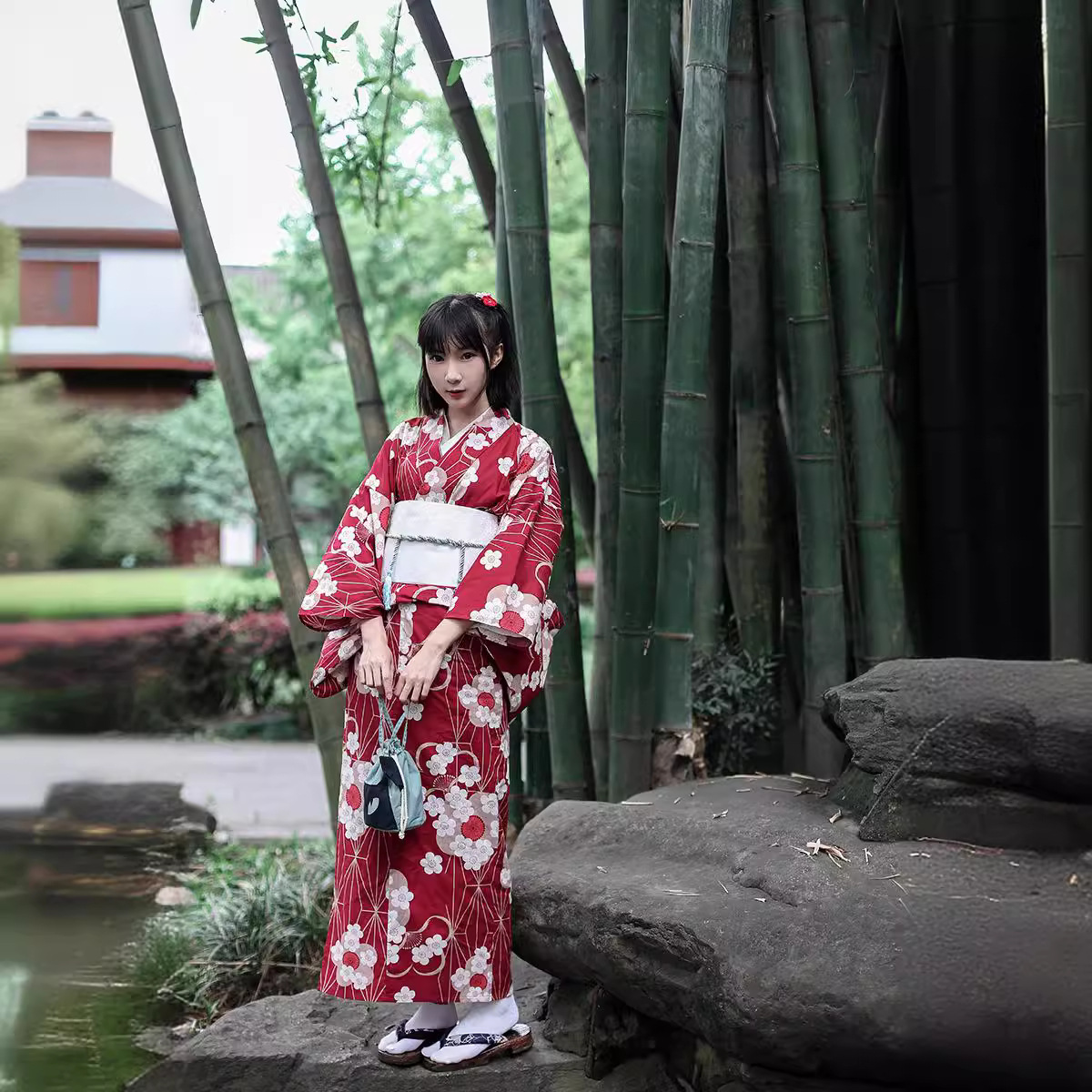 Kırmızı Japon Yukata Kimono Ka - Japanese Women Formal Wear incelemesi ve fiyatı